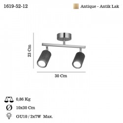 LEGNO 2 LI ANTIK LAK PLAFONYER 2XGU10