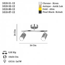 SPOTTE 2 LI ANTIK LAK PLAFONYER 2XGU10