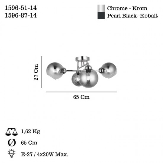 BOLET 4 LU KROM PLAFONYER 4XE27