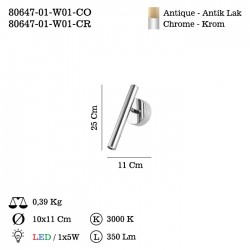 KORDO TEKLI ESKITME LEDLI APLIK 3000K
