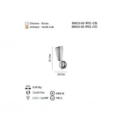 MACAO TEKLI KROM LEDLI APLIK 3000K