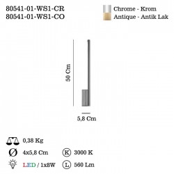 BARSEL 50 LIK LEDLI TEKLI KROM APLIK 1X6W