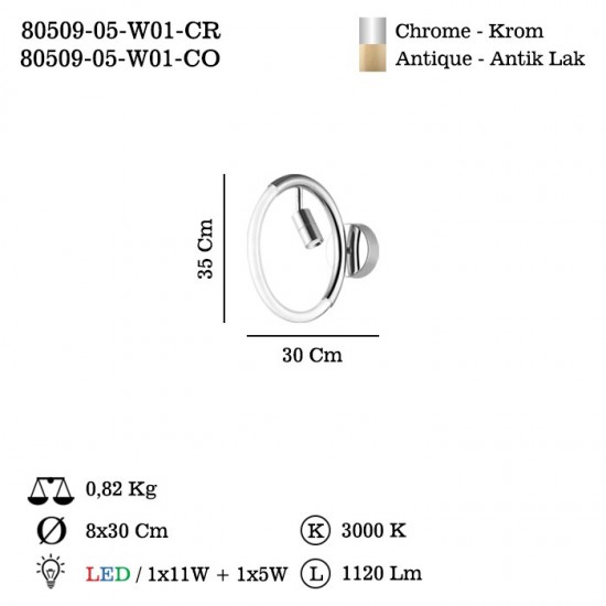 SELESTE LEDLI KROM APLIK 16W 3000K