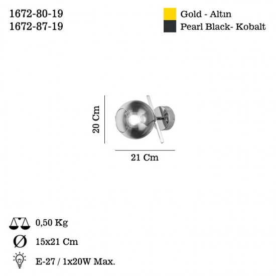 BENA TEKLI KOBALT APLİK 1XE27