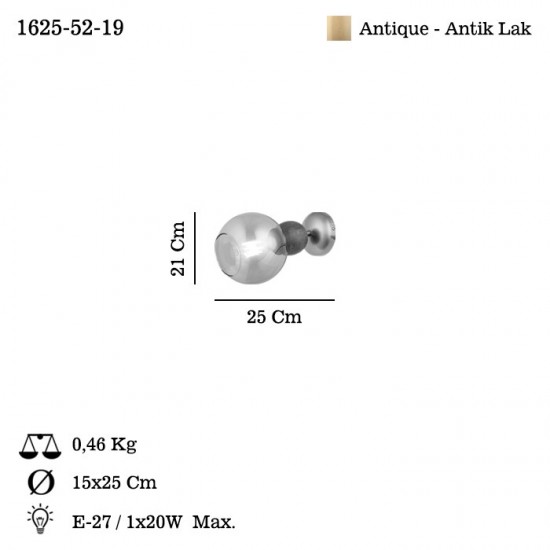BONNE TEKLI ANTIK LAK APLIK 1XE27