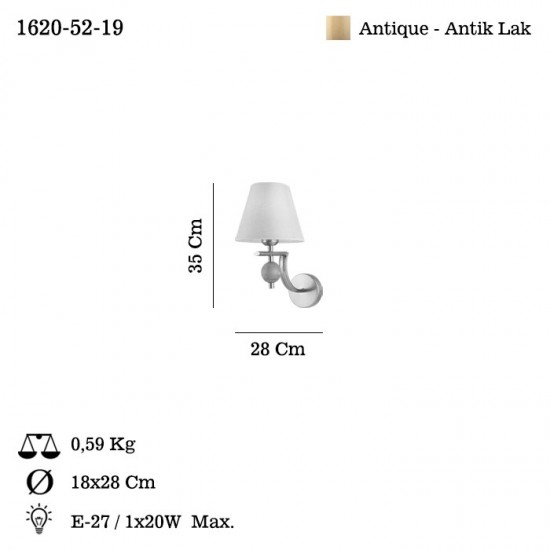 TIMORA TEKLI ANTIK LAK APLIK 1XE27