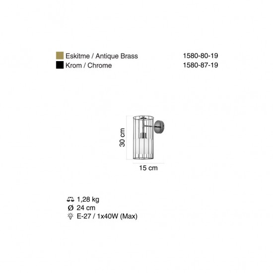 MAPES TEKLİ KOBALT APLİK 1XE27