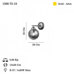 RANKO TEKLİ APLİK KOYU ALTIN 1xE27