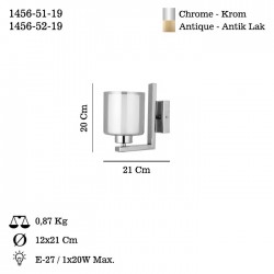 VODA ANTIK LAK APLİK 1XE27