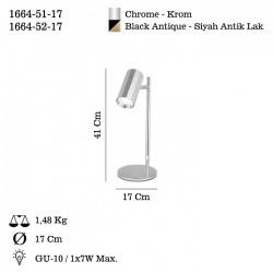 OKTANO SİYAH-ANTIK LAK MASA LAMBASI 1XGU10