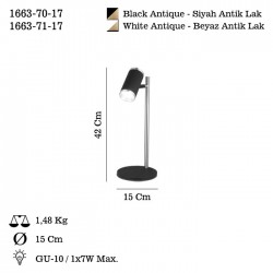 LUME SİYAH-ANTIK LAK MASA LAMBASI 1XGU10