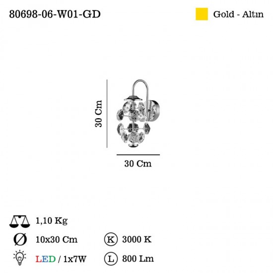 PARRINI LEDLI TEKLI APLIK 7W 3000K