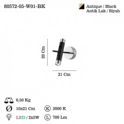NUANCE TEKLI LEDLI SIYAH APLIK 5Wx2 3000K