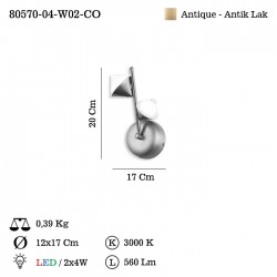 BERTOLA 2 LI LEDLI ESKITME APLIK 8W