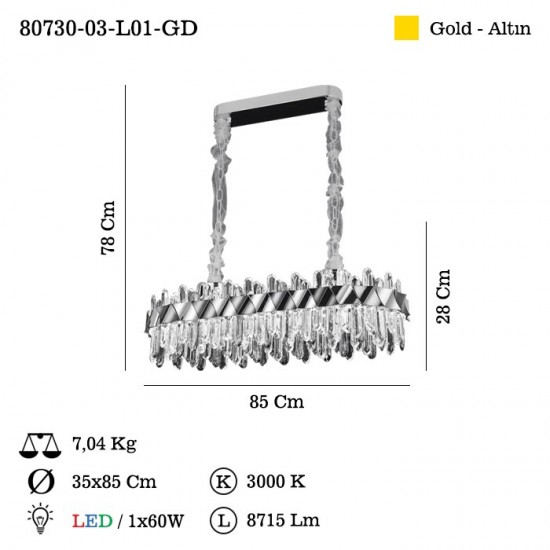 FAVELLA MASA USTU LEDLI AVIZE 65W 3000K