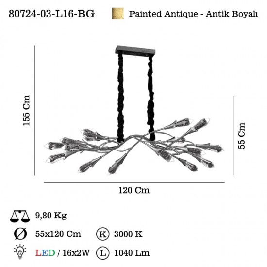PALAZZO 16 LI LEDLI MASA USTU AVIZE 32W 3000K