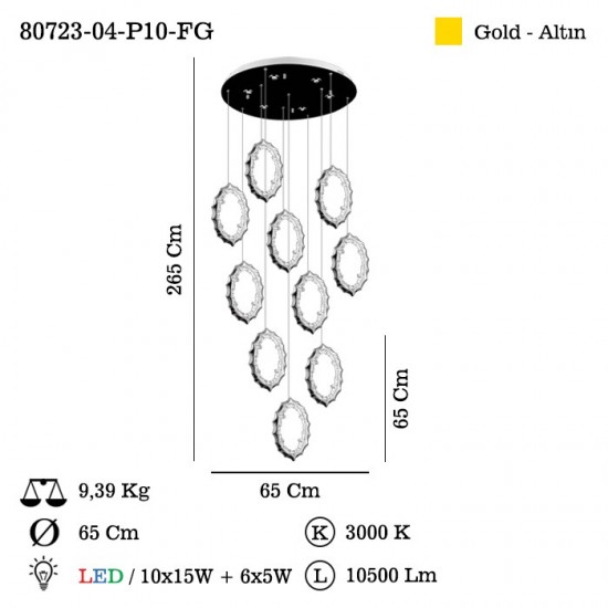 BARELLA 10 LU ALTIN LEDLI SARKIT 3000K