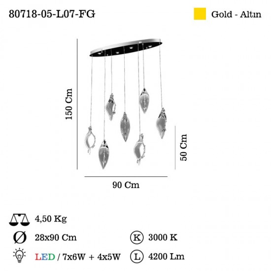 CASTINO LEDLI ALTIN 7 LI MASA USTU SARKIT 3000K 5