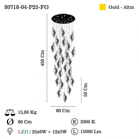 CASTINO LEDLI ALTIN 25 LI SARKIT 3000K 185W