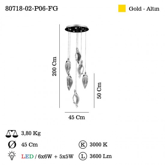 CASTINO LEDLI ALTIN 6 LI SARKIT 3000K 55W
