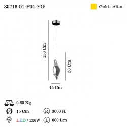 CASTINO LEDLI ALTIN TEKLI SARKIT 3000K 5W