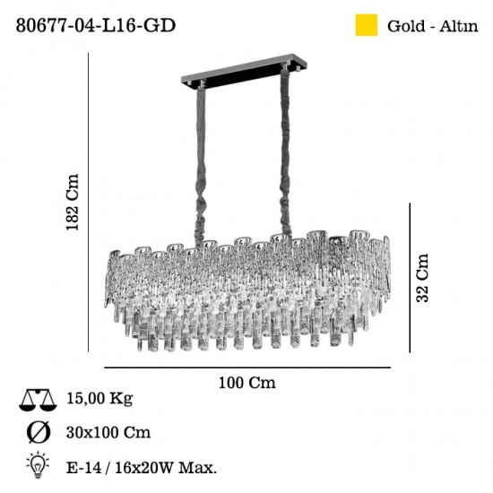 BOZZANO 16 LI MASA USTU ALTIN AVIZE 16XE14