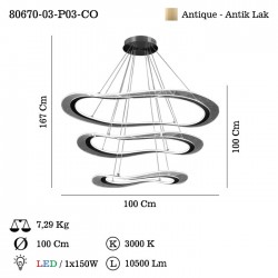 PANAROMA LEDLI UC KATLI AVIZE 3000K 150W