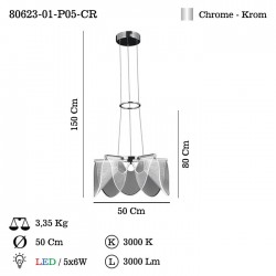 FLIPPA 5 LI KROM LEDLI AVIZE 5X6W 3000K