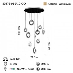 LANTANA 10 LU LEDLI ESKITME AVIZE 10X6W+6X5W 3000K