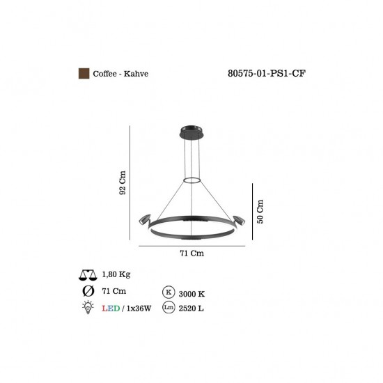 RINGEL YUVARLAK LEDLI KAHVE AVIZE Q600 3000K