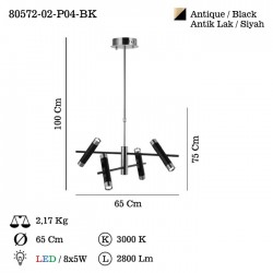 NUANCE 4 LU LEDLI SIYAH AVIZE 5Wx8 3000K