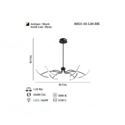 ODELA 6 LI SIYAH-ESKITME M. USTU LEDLI 40W 3000K