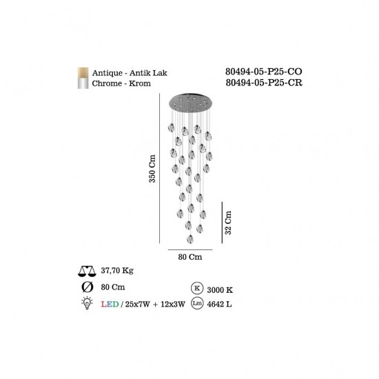MOSSEN 25 LI LEDLI KROM SARKIT 175W+36W 3000K