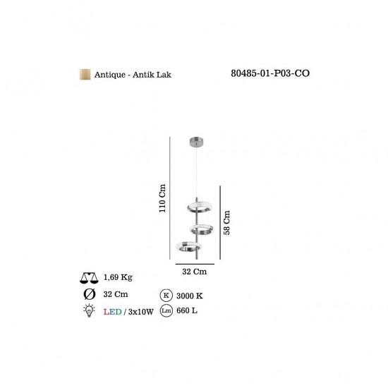 FARNESE 3 LU LEDLI SARKIT 30W 3000K