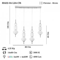 CERVIA 4 LÜ LEDLİ M.ÜSTÜ SARKIT 95W 3000K