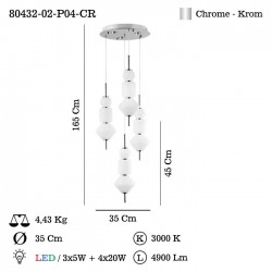 CERVIA 4 LÜ LEDLİ SARKIT 95W 3000K