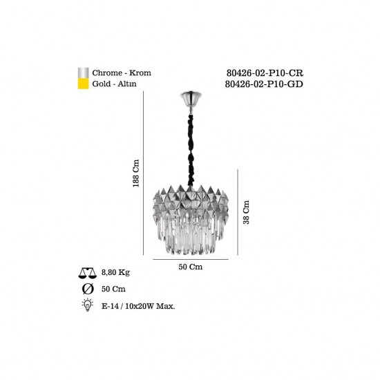 MOLINELLA 50 LIK ALTIN AVİZE 10XE14