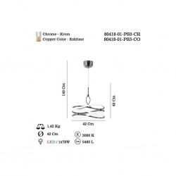 SESSA 42 LIK LEDLİ KROM AVİZE 59WX3000K