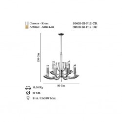 MONTESSO 12 Lİ KROM AVİZE 12XE14
