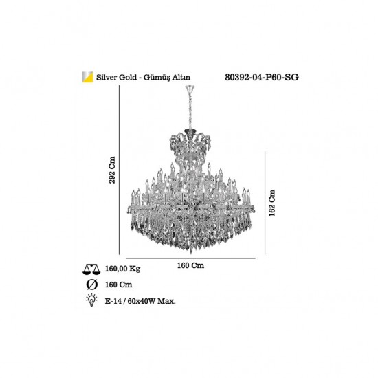 CERVANTES 60 LI ALTIN AVİZE 60XE14