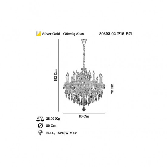 CERVANTES 15 Lİ ALTIN AVİZE 15XE14