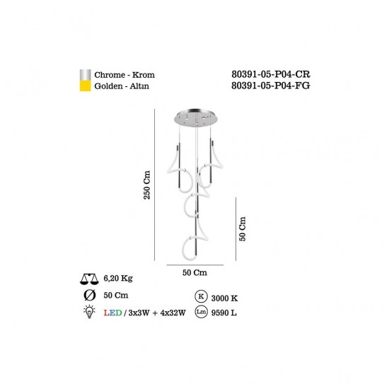 PARADAS 4 LÜ LEDLİ ALTIN SARKIT 122W 3000K