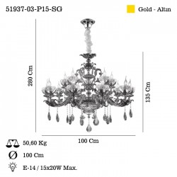 DANETTE 15 Lİ AVİZE 15*E14