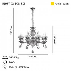 DANETTE 8 Lİ AVİZE 8*E14