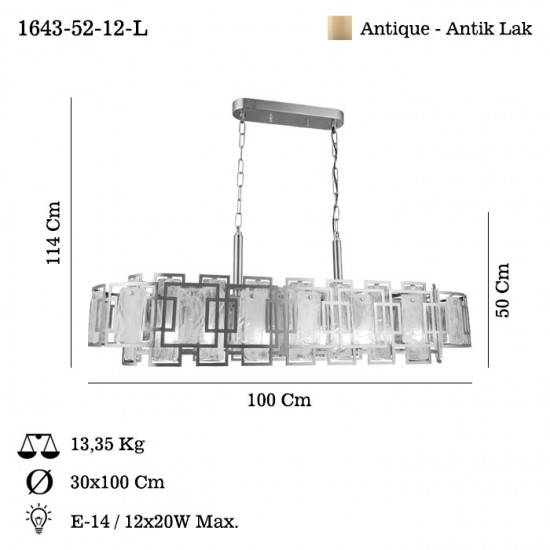 KARMELLA Q35X100 ANTIK LAK Y.M AVİZE 12XE14