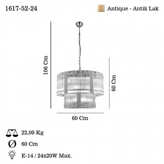 ESTEPONA Q60+Q40 ANTIK LAK AVİZE 24XE14