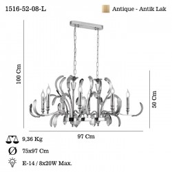 ARTEMI 8 Lİ ANTIK LAK Y.M AVİZE 8XE14