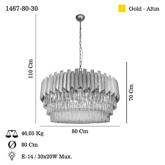 NARBONNE Q80 ALTIN AVİZE 30XE14
