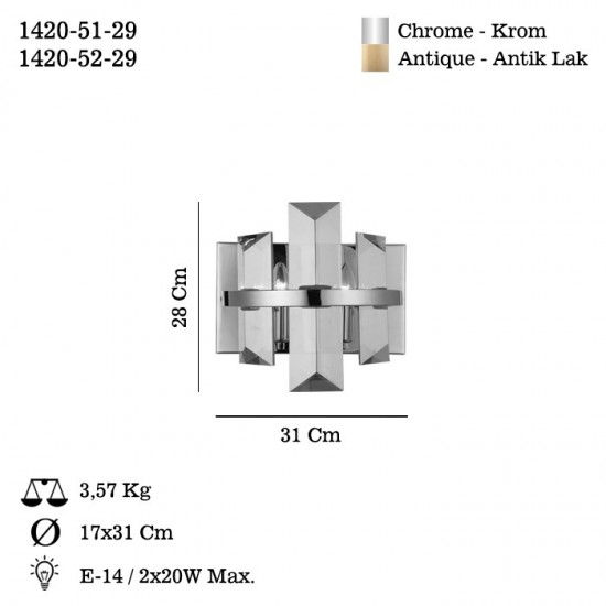 KANSAS 2 Lİ KROM APLİK 2XE14